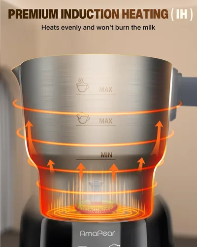 Miniatura 4 de Espumador de leche y vaporizador, máquina de espuma eléctrica 6 en 1 para café, calentador de leche de 16.9 oz/16.9 fl oz para latte, macchiato