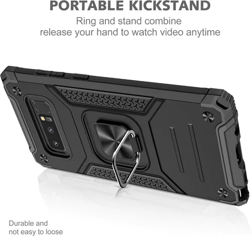 Miniatura 4 de YmhxcY Funda para Galaxy Note 8, funda para Galaxy Note 8 con protector de pantalla curvado 3D, fundas de grado armadura con soporte giratorio
