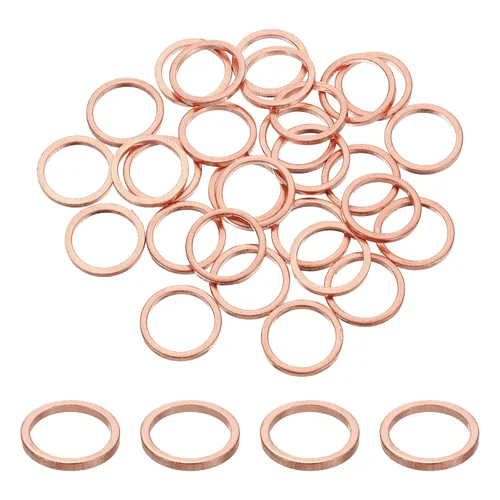 Miniatura 24 de uxcell 75 anillos de sellado de arandela plana M36 de cobre, 1.417 in ID 1.654 in OD 0.059 in de grosor, arandelas de trituración de cobre, junta