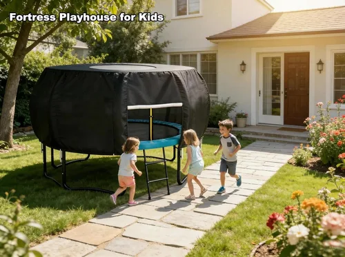 Miniatura 5 de Tienda de campaña para cama elástica al aire libre, adecuada para trampolines redondos de 14 pies, con tragaluz, protección solar y resistencia al