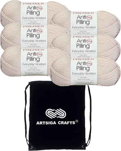 Miniatura 11 de Premier Yarns Everyday Anti-Pelusa Hilo Sólido Verde Pino DN100-8 (6-Madejas - Mismo Lote de Tinta) #4 Peso Estambre Acrílico para Tejer