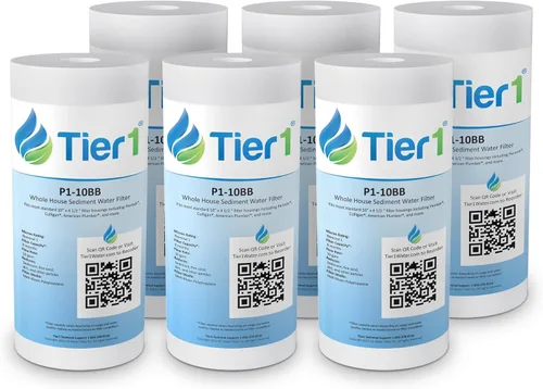 Miniatura 13 de Tier1 Filtro de agua de 1 micrón de 10 x 4.5 pulgadas Filtro de agua de sedimentos de polipropileno hilado para toda la casa Reemplazo