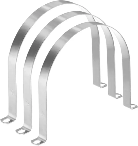 Miniatura 60 de M METERXITY Paquete de 3 abrazaderas de conducto, correa rígida de acero inoxidable 304 de 3-1/2 pulgadas M89 U con 2 agujeros