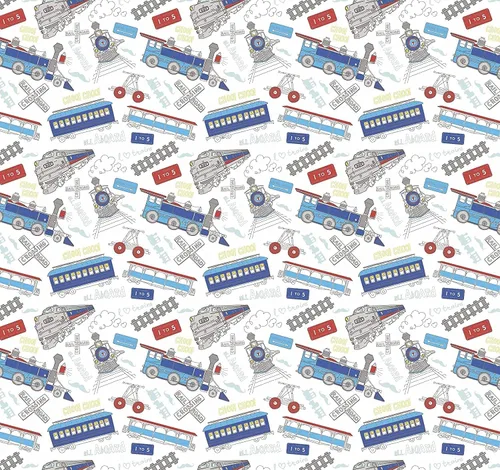 Miniatura 4 de Papel de regalo para fiesta de cumpleaños de tren – Plegado plano 30 x 20 pulgadas (3 hojas)