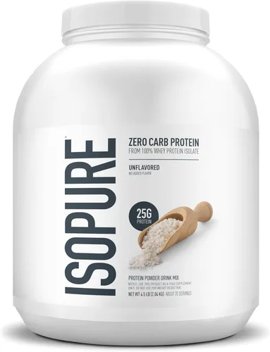 Miniatura 12 de Isopure Proteína en polvo con cero carbohidratos 100% aislado de proteína de suero puro, libre de lactosa, sin gluten, con vitaminas, sin sabor, 25g
