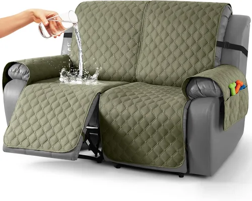 Miniatura 15 de TAOCOCO Fundas reclinables 100% impermeables, con correas para las piernas, funda de sofá reclinable reversible para silla reclinable, protector