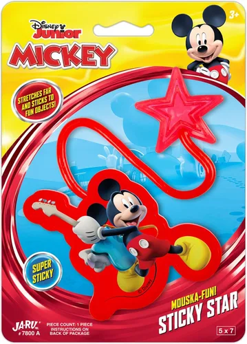 JA-RU Disney Mickey Mouse - Estrella elástica adhesiva (paquete de 1) para niños, manos pegajosas, manos tontas, juguetes de máquinas expendedoras.