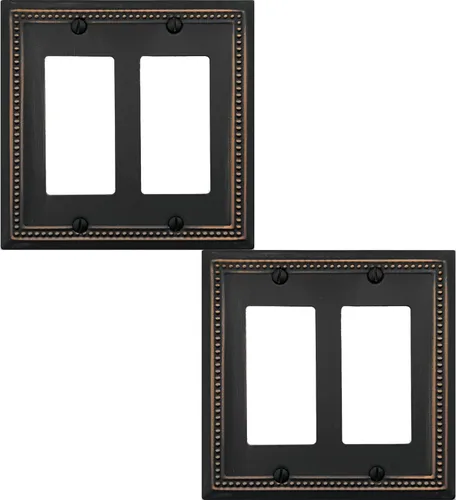 Miniatura 62 de OKAWYC Cubierta de Interruptor de Luz de Tomacorriente Dúplex Individual Belaire de Metal con Cuentas para Pared, Paquete de 4 Latón Antiguo 1 Gang