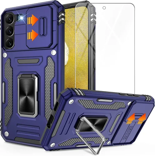Gritup para Samsung Galaxy S22 Funda con protectores de pantalla HD de 2 paquetes y cubierta deslizante para la cámara, protección contra caídas de