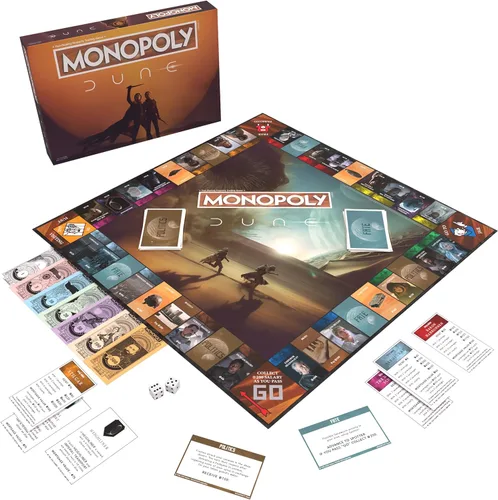 Miniatura 3 de Monopoly: Dune Juega como The Ducal Ring, Crysknife, Gom Jabbar y más Juego coleccionable con licencia oficial basado en The Movie Dune