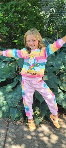 Miniatura 9 de Conjunto de 2 piezas de sudadera de manga con volantes y leggings para niñas de 2 a 10 años