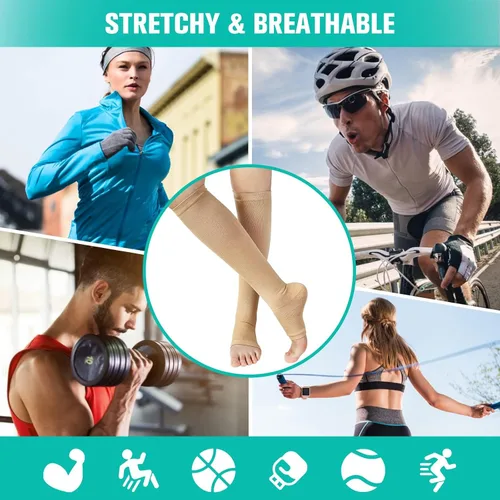 Miniatura 4 de bropite Toeless Compression Socks for Women&Men-2 Pairs Support 15-20mmhg Open Toe Knee High Circulation Medical Compression Sock