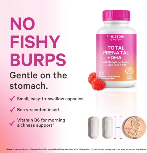 Miniatura 3 de Pink Stork Vitaminas Prenatales Totales con DHA, Folato, Hierro, Colina y Vitamina B12 - Prenatales para Mujeres para Apoyar el Desarrollo Fetal