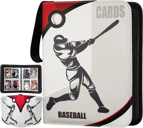 Miniatura 9 de Carpeta de tarjetas de béisbol con 900 bolsillos, 50 fundas de béisbol, carpeta grande de béisbol, 3 anillos con cremallera, soporte para tarjetas