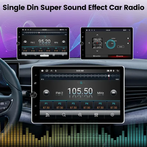 Miniatura 7 de 2+64G Android Single DIN 10.4 pulgadas Rotación vertical Pantalla táctil Radio de coche con Bluetooth, CarPlay inalámbrico y Android Auto, WiFi