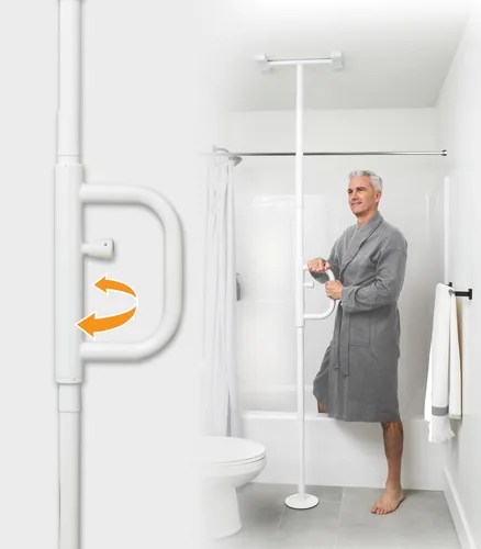 Miniatura 15 de Stander Wonder Pole Plus con barra de agarre doble giratoria, poste de seguridad montado en tensión para adultos mayores y adultos mayores, poste