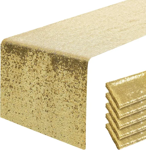 Miniatura 46 de Pufogu - Camino de mesa de lentejuelas brillantes de 12 x 72 pulgadas para fiestas de cumpleaños, decoración de bodas, despedidas de soltera