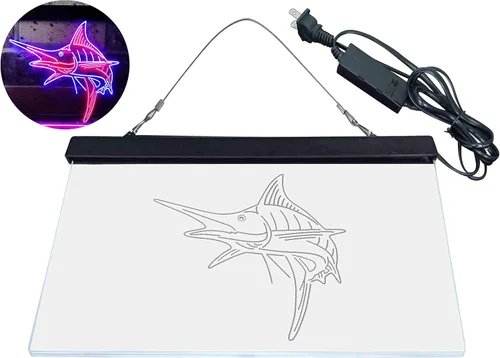 Miniatura 8 de ADVPRO Marlin Fish Room Man Cave Dual Color LED Neon Sign Blue & Red 12 x 8 Inches st6s32-i3723-br