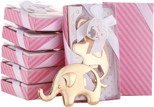Miniatura 10 de Paquete de 12 abrebotellas para baby shower, recuerdo de fiesta para invitados, abrebotellas con forma de elefante, regalos de baby shower, Azul
