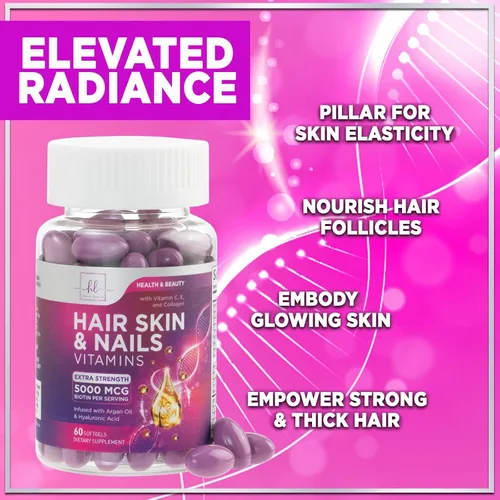 Miniatura 6 de Vitaminas para el cabello para mujeres para el crecimiento del cabello, suplemento con infusión de argán con colágeno, biotina y ácido hialurónico