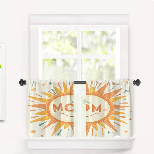 Miniatura 101 de Cortinas de cocina de hojas de arce otoñales para ventanas, hojas verdes y rojas sobre cenefas opacas negras, tratamientos de ventana de poliéster