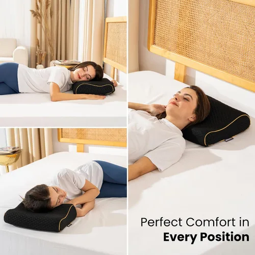 Miniatura 5 de Almohada de viaje de espuma viscoelástica con funda lavable y bolsa de transporte, almohada de cuello compacta, suave y transpirable para avión
