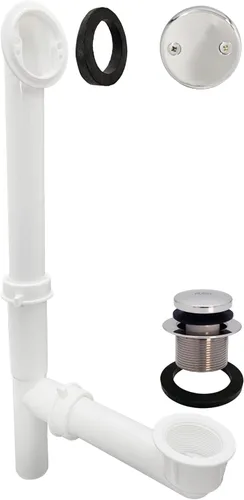 Westbrass 593244-26 Kit de drenaje de residuos de baño con punta tubular blanca de 1-1/2 pulgadas, cromo pulido