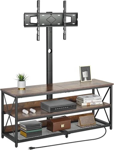 Miniatura 10 de VEVOR Soporte de TV de 45 pulgadas con soporte para televisores de hasta 75 pulgadas, centro de entretenimiento con toma de corriente y luces LED