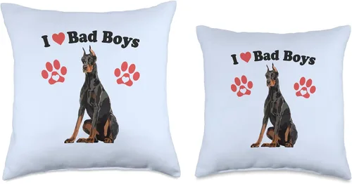 Miniatura 3 de Funny Doberman Pet Dog Mom Gifts Women I Love Bad Boys Funny Male Doberman Puppy Dog Mom Broma Quote Pillow de 16 x 16 pulgadas, multicolor
