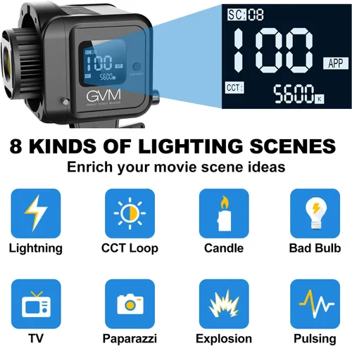 Miniatura 7 de GVM - Luz de video de 80 W, iluminación continua para fotografía con montaje Bowens, 2700 ~ 7500K, 44100Lux/1.6 ft luz de estudio con aplicación