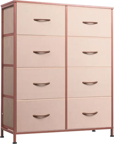 Miniatura 14 de WLIVE - Cómoda de tela para dormitorio, cómoda alta con 8 cajones, torre de almacenamiento con contenedores de tela, cómodas dobles, cómoda