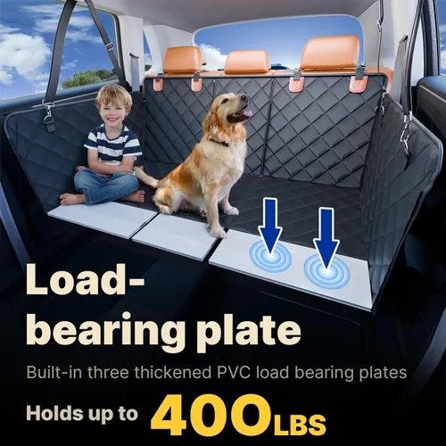 Miniatura 4 de Extensor de asiento trasero convertible para perros, plegable de 400 libras, funda de asiento de automóvil para perro con parte inferior dura