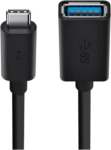 Belkin F2CU036btBLK Adaptador USB tipo C (USB-C) a USB A con certificación USB-IF 3.0, compatible con dispositivos USB-C, incluyendo MacBook y