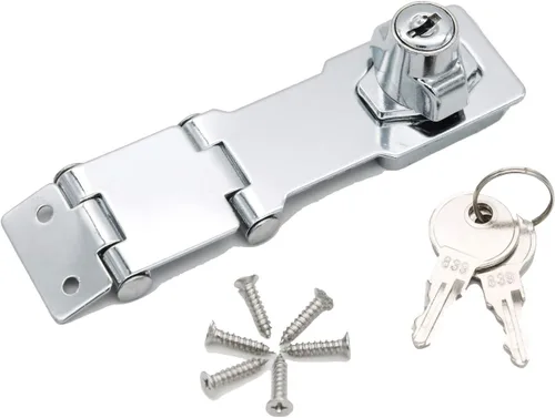 Miniatura 7 de WANLIAN Cerradura de seguridad oculta de alta resistencia, 2 piezas de doble bisagra con llave, enlace flexible, acero inoxidable y aleación