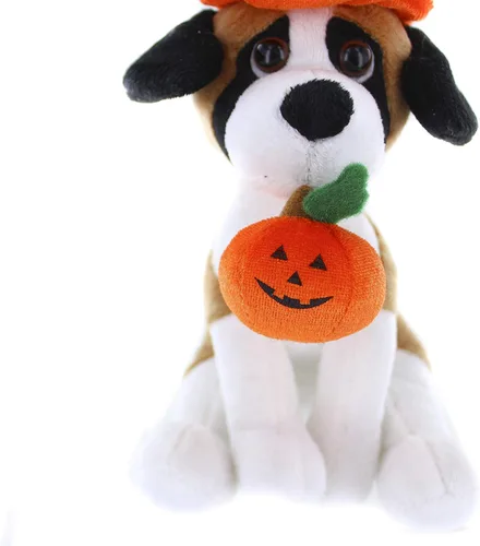 Miniatura 2 de Plushland Halloween Pawpals - Juguete de peluche para cachorros de 8 pulgadas, viene con sombrero y linterna Jack O Lantern de Halloween, calabaza