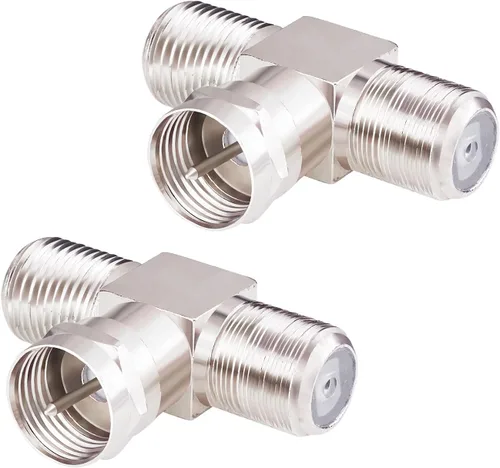 Goupchn Divisor de cable de TV, paquete de 2 unidades F tipo RG6 macho a doble hembra de 3 vías coaxial divisor de cable convertidor para video,