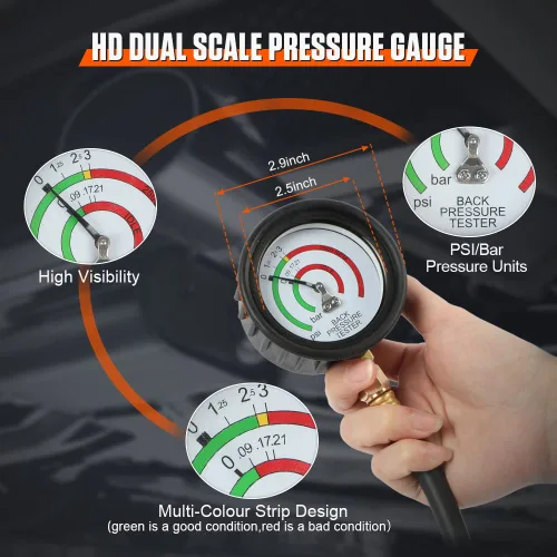 Miniatura 5 de Kit de probador de presión de escape DUOYI con manguera de 6 pies, kit de medidor de presión de escape automotriz de diagnóstico profesional a