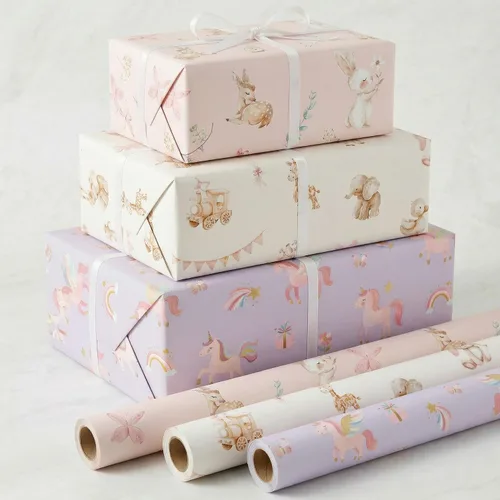 Miniatura 11 de ZICOTO Hermoso rollo de papel de regalo para baby shower, bonito juego de 3 rollos de calidad para cumpleaños y baby showers, añade un toque