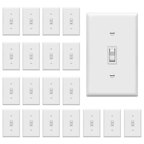 Miniatura 13 de ENERLITES Paquete de placas de pared con luz de palanca, interruptor eléctrico de un solo polo, 15 A 120-277 V, tornillo de puesta a tierra, grado