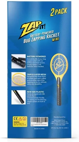 Miniatura 9 de Zap It Bug Zapper - Raqueta de exterminador de insectos con batería (2 pilas AA incluidas), 3500 voltios, paquete de 2