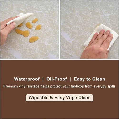 Miniatura 3 de LIBERECOO Mantel de vinilo resistente con reverso de franela, mantel de plástico impermeable a prueba de aceite, resistente a las manchas, lavable