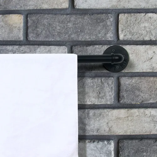 Miniatura 2 de HouseAid Toallero industrial de 18 pulgadas, toallero rústico de granja, barra de toalla de estilo vintage para baño, montaje en pared, negro mate
