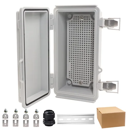 Miniatura 26 de Caja eléctrica impermeable, caja de conexiones IP67, pestillo de acero inoxidable, cubierta transparente con bisagras, carcasa para proyectos