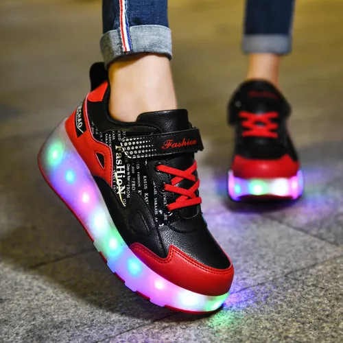 Miniatura 4 de HHSTS Zapatos para niños – Nuevos mejorados con ruedas zapatos de luz LED de colores patines rodantes brillantes zapatos de patinar regalos simples