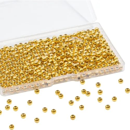 400 cuentas espaciadoras redondas de acero inoxidable 304 para hacer joyas, cuentas de metal lisas sin costuras, 0.157 pulgadas para hacer collares
