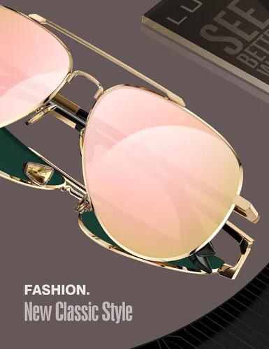 Miniatura 35 de LUENX, Aviator - Gafas de sol polarizadas, para hombres y mujeres, protección UV 400, con funda 60MM