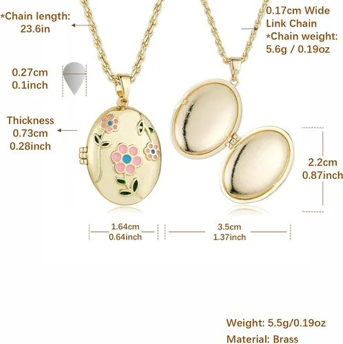 Miniatura 6 de HZMAN Collar ovalado con medallón de fotos vintage, diseño empaistic tallado, joyería de recuerdo para mujeres, puede contener fotos de 0.7 x 0.6 in