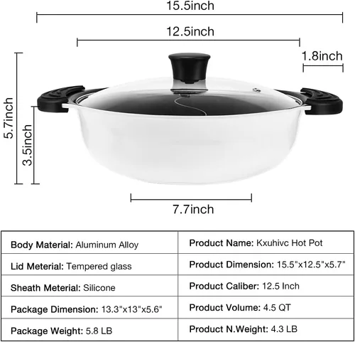 Miniatura 2 de Olla caliente con divisor para cocina de inducción de doble cara, olla de sopa de dos sabores china Shabu Shabu para fiesta en casa, reunión