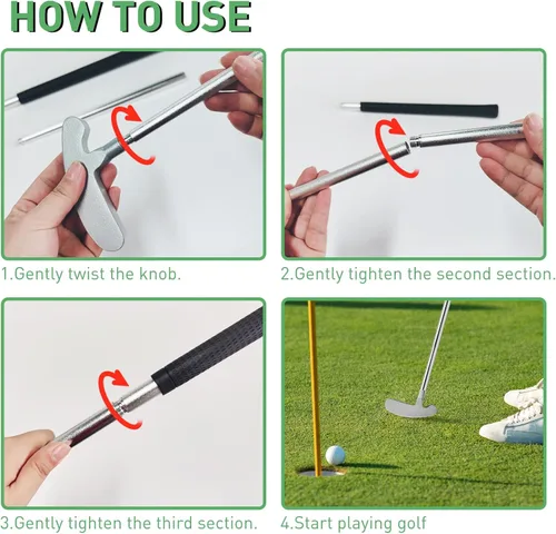 Miniatura 4 de QPPKI Putter de golf – Putter bidireccional de 33 pulgadas para mano izquierda/derecha, con pelotas de práctica, juego combinado de golf