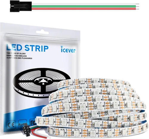Miniatura 9 de Tira de luces LED WS2812B de 16.4 pies, 5 V, 150 LED RGB IC 5050SMD direccionables individuales – PCB blanco flexible IP30-30LEDs/m MagicRGB Dream